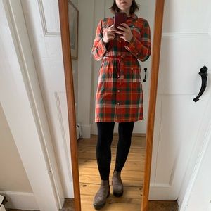 LL Bean Signature red plaid dress EUC